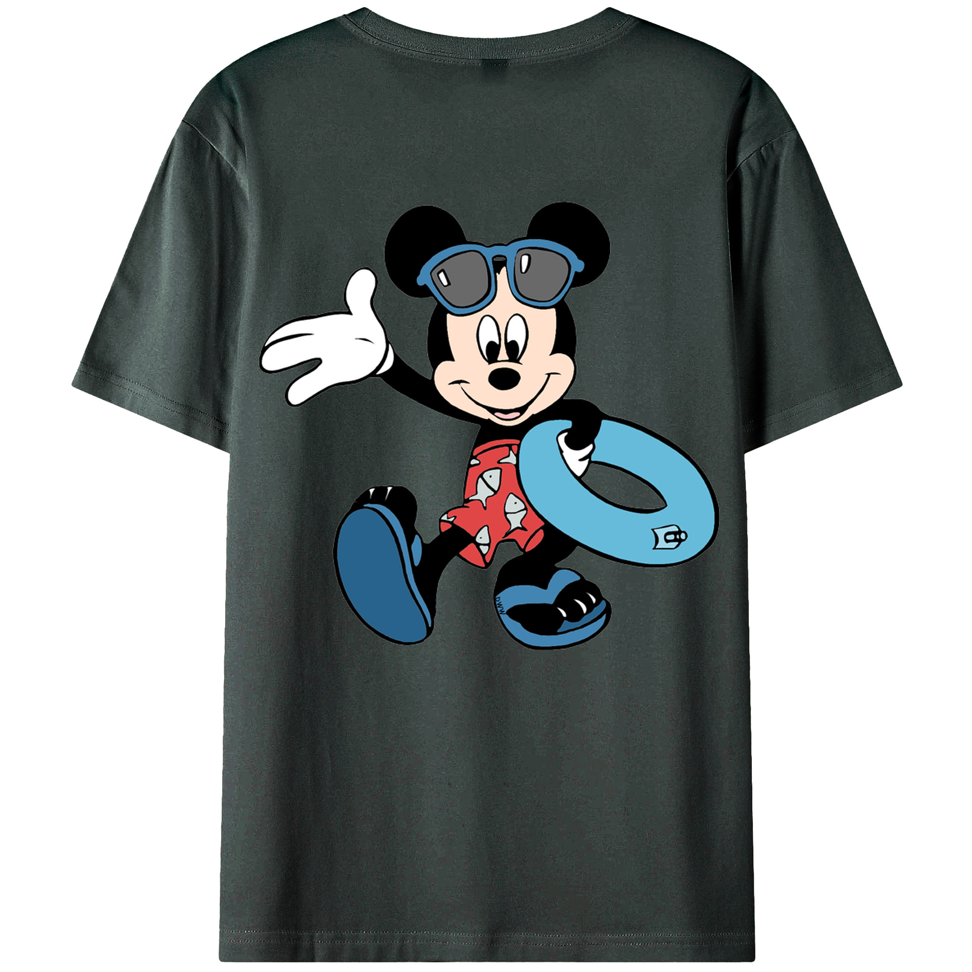 ミッキーマウス Mickey Mouse 綿100％ メンズ半袖Tシャツ（バックプリント） 通気性